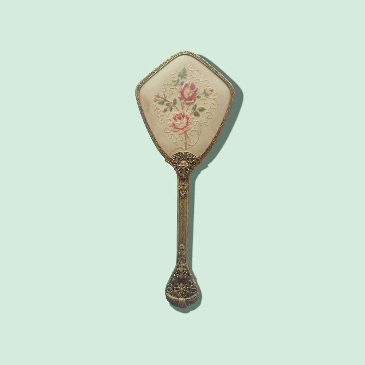 Vintage Petit Point Lace and Ormolu Gold Dressing Table Vanity Dresser Set