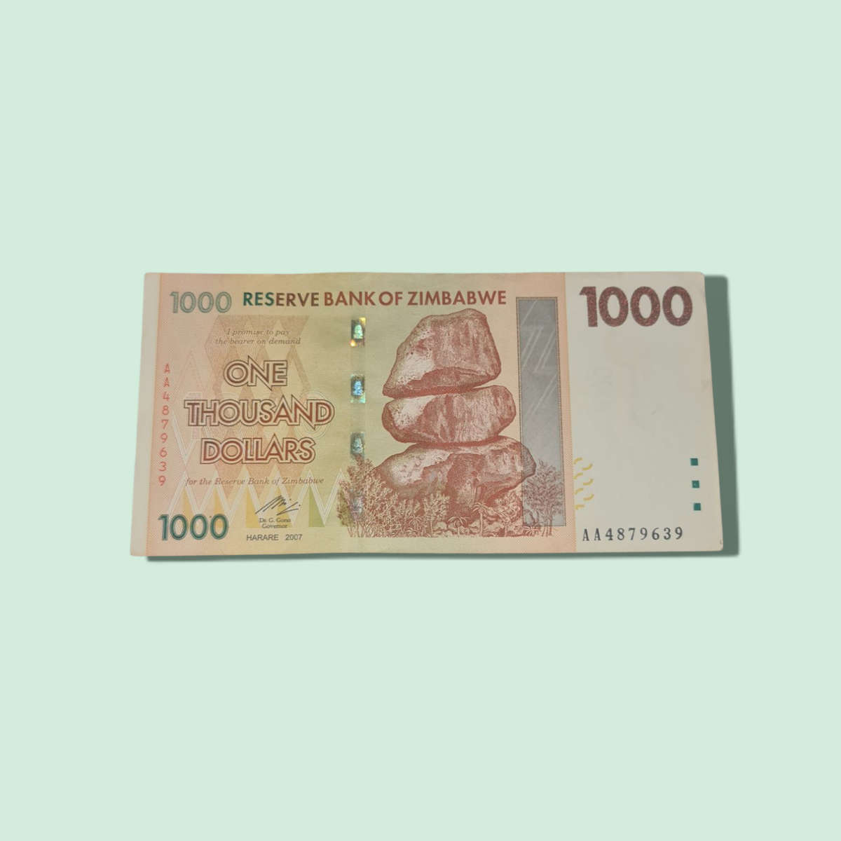 ZIMBABWE 1000 DOLLARS 2007