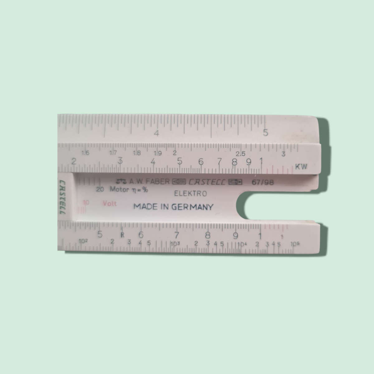 Vintage Faber Castell 67/98 b Elektro Logaritmic Line Calculate Slide Ruler RARE