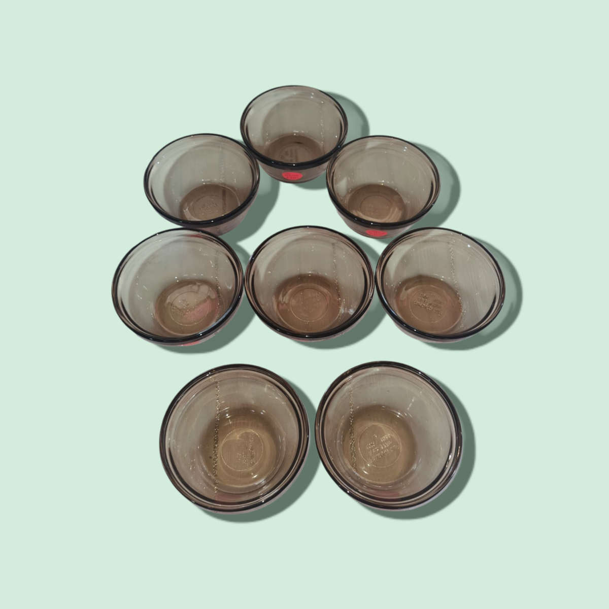 Set Of 8 Amber Brown Glass  Corning Ware Custard Cups Or Bowls Model 1034 6oz