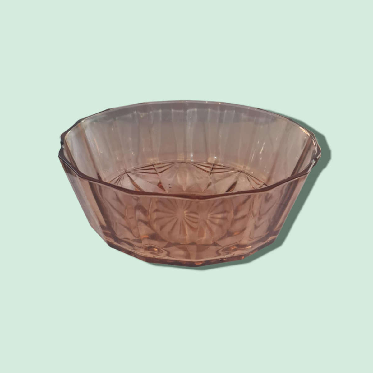Vintage KIG Indonesia Pink Glass Serving Bowl
