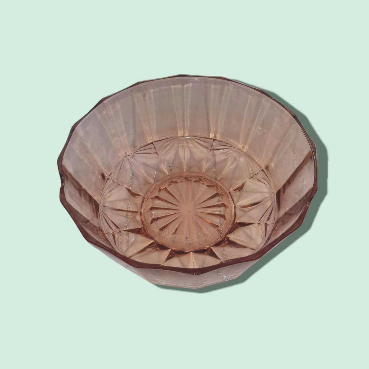 Vintage KIG Indonesia Pink Glass Serving Bowl