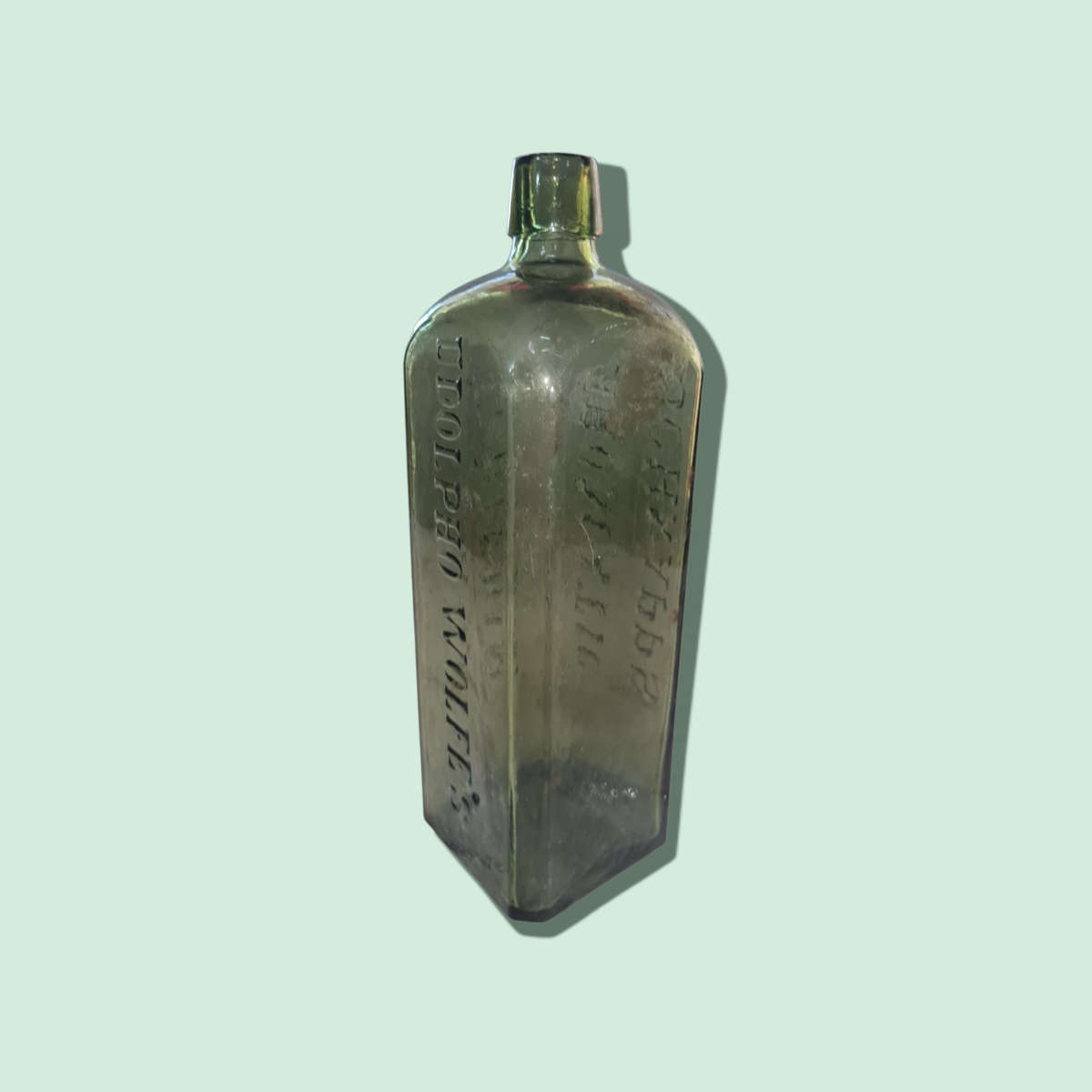 Antique Udolpho Wolfe`s Schiedam Aromatic Schnapps Bottle