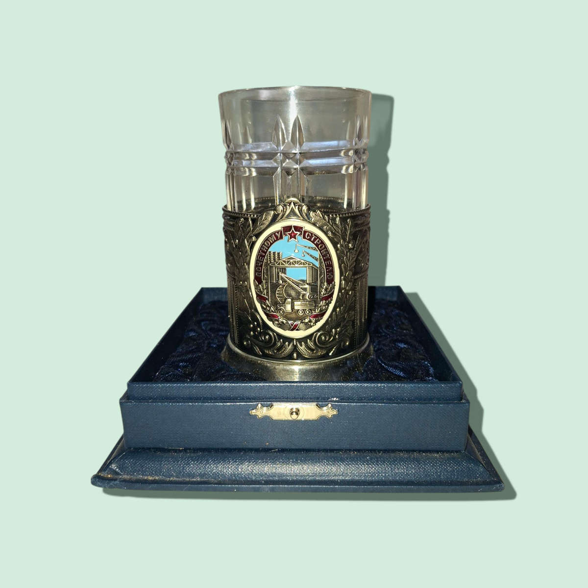 Russian Commemorative Beer Glass Mug With Handle Collectible Barware