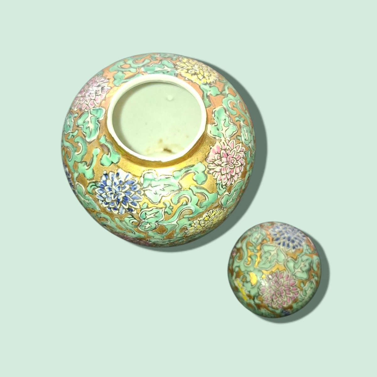 Lidded Chinese Cloisonné Ginger Jar