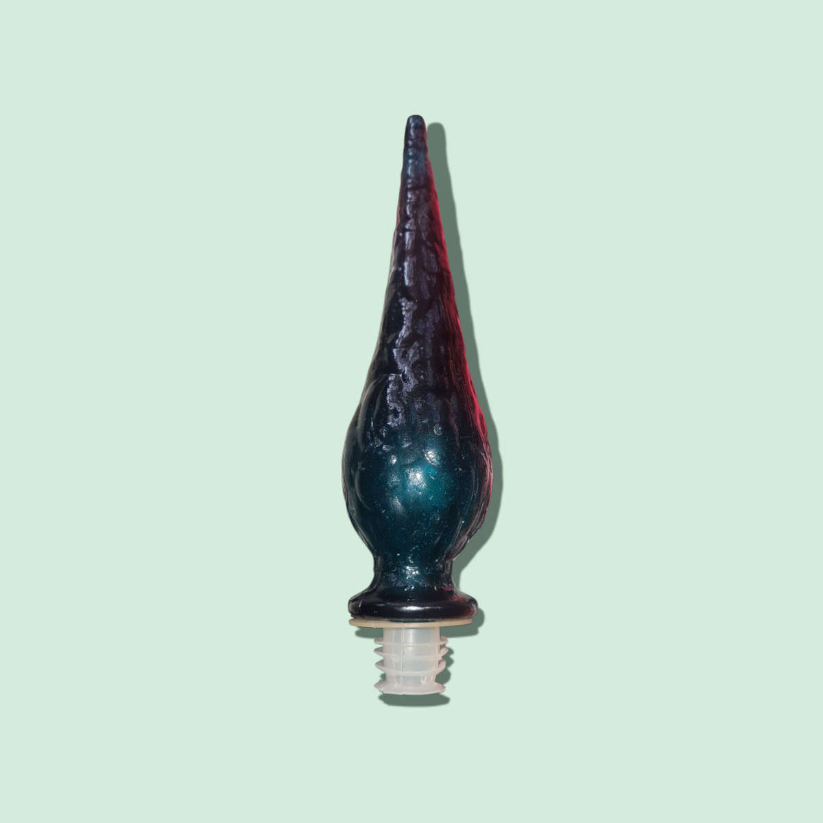 1960s Unique Empoli Art Glass Genie Bottle  Teal