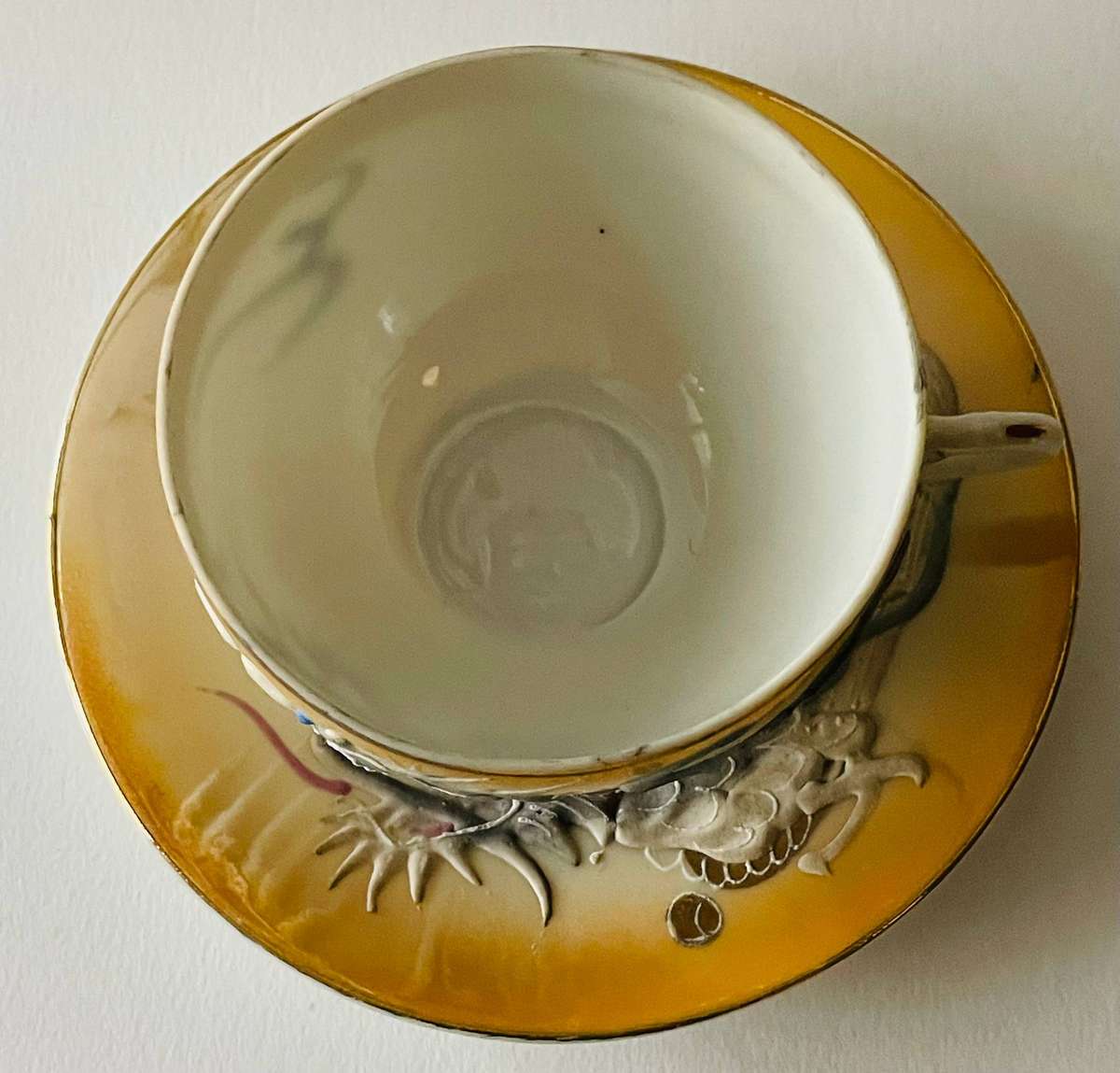Absolutely stunning Japanese Moriage dragonware tea in a lusterware finish