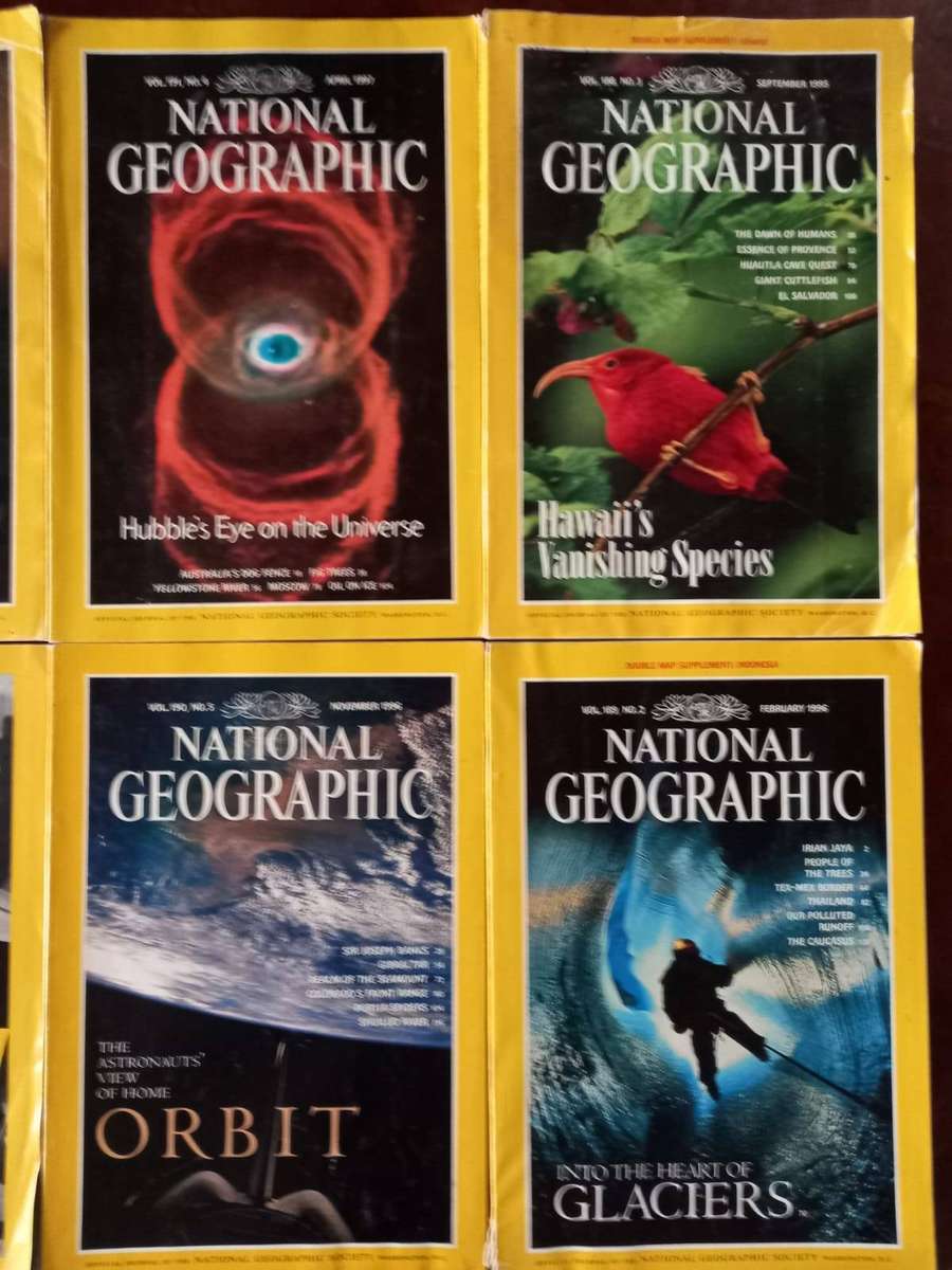 National Geographic: Stack of 11 issues from the 1990's and one from 2003. (not sold separately)