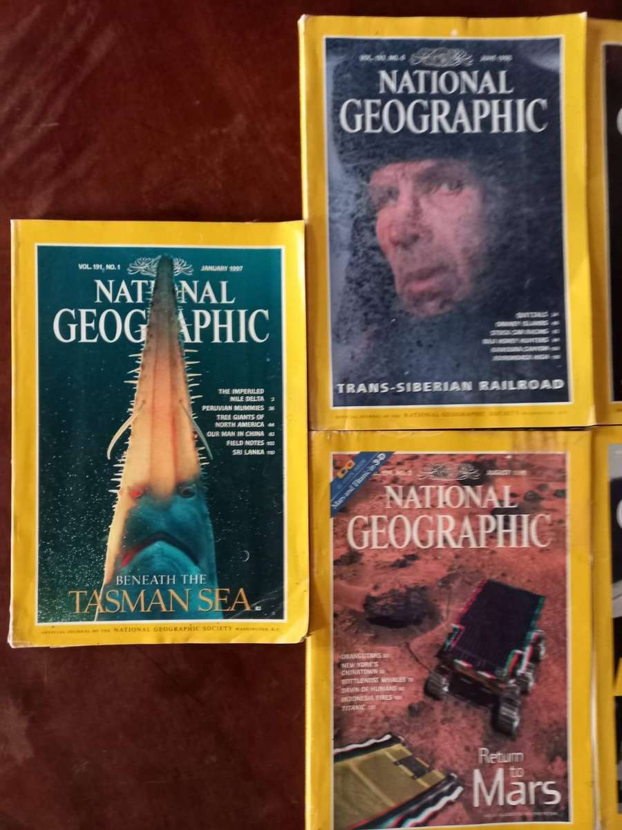 National Geographic: Stack of 11 issues from the 1990's and one from 2003. (not sold separately)
