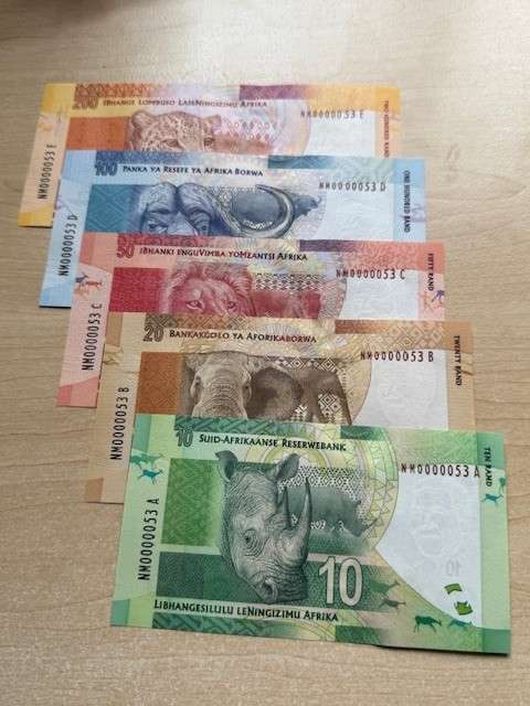 SAME SERIAL NUMBER SA BANK NOTES - PREFIX "NM" Very Low Number notes, SET No #53