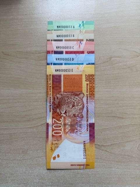 SAME SERIAL NUMBER SA BANK NOTES - PREFIX "NM" Very Low Number notes, SET No #53
