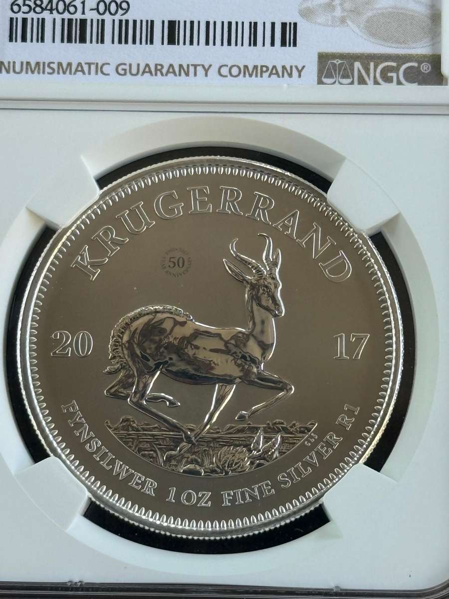 2017 Uncirculated Silver Krugerrand. First year of issue. TOP POP at NGC graded MS70.