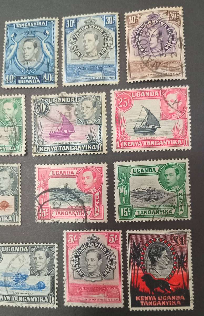 KUT KGVI 1938 -1954, 1£ VARIETY COLOUR SHIFT with 18 Values High CV