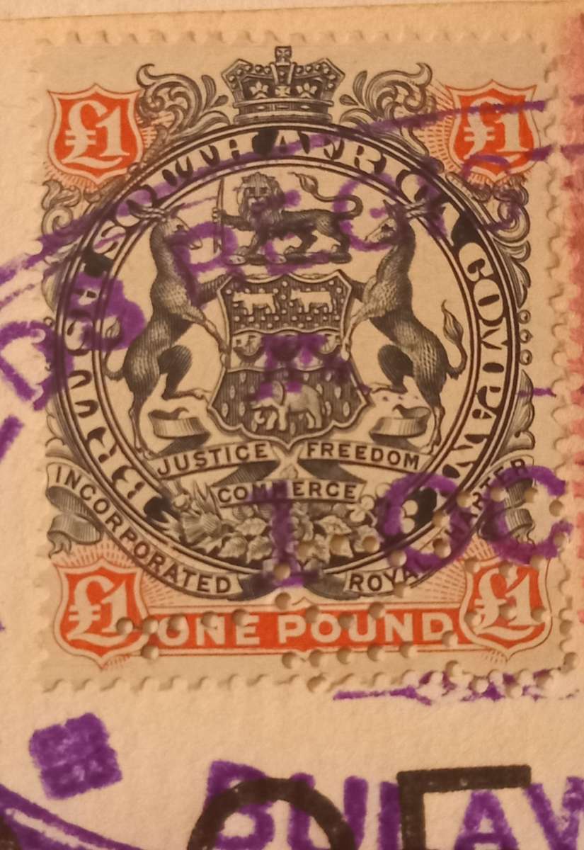 BSAC 1897 BULAWAYO Registry with £1 & 10s & 1 Shilling Pair on Deed of Transfer CV R3500+