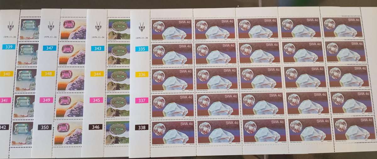 S.W.A. 1979, 4 X CONTROL BLOCKS OF 25, #343-346,MNH.