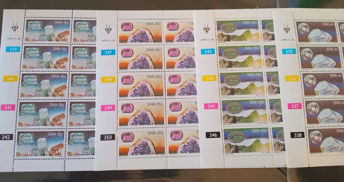 S.W.A. 1979, 4 X CONTROL BLOCKS OF 25, #343-346,MNH.