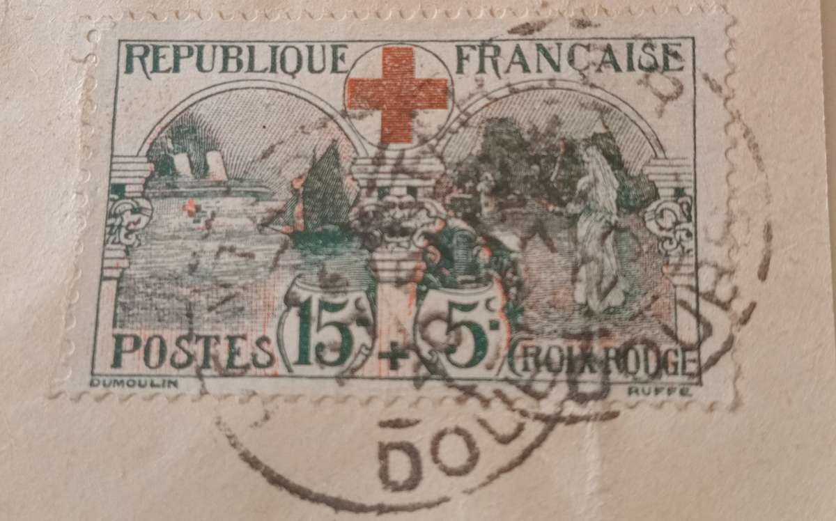 France #B11, 1918 15c + 5c Red Cross Hospital Ship Nurses, used on piece, CV used R700