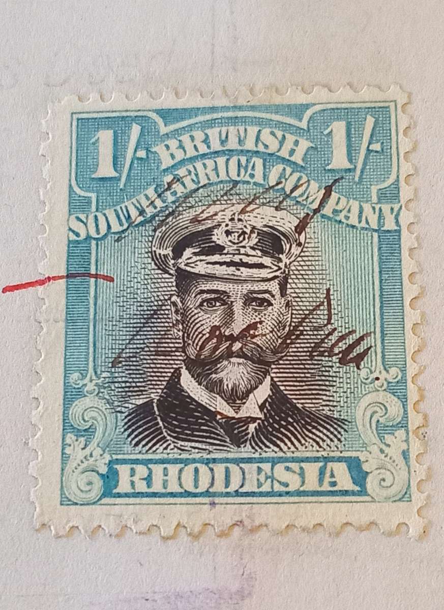 BSAC, Rhodesia, 1s used on Antenuptial contract dated May 1923 Black and Light Blue
