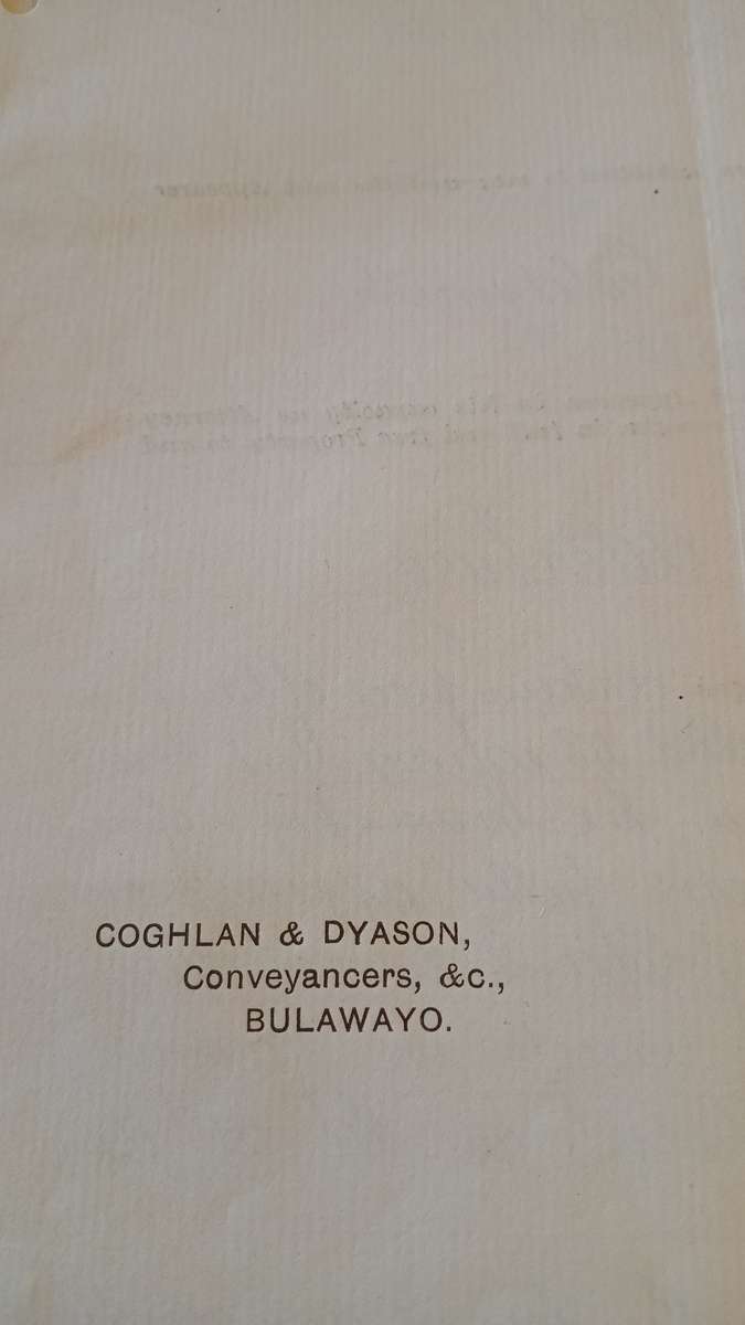 BSAC 1897 BULAWAYO Registry with £1 & 10s & 1 Shilling Pair on Deed of Transfer CV R3500+