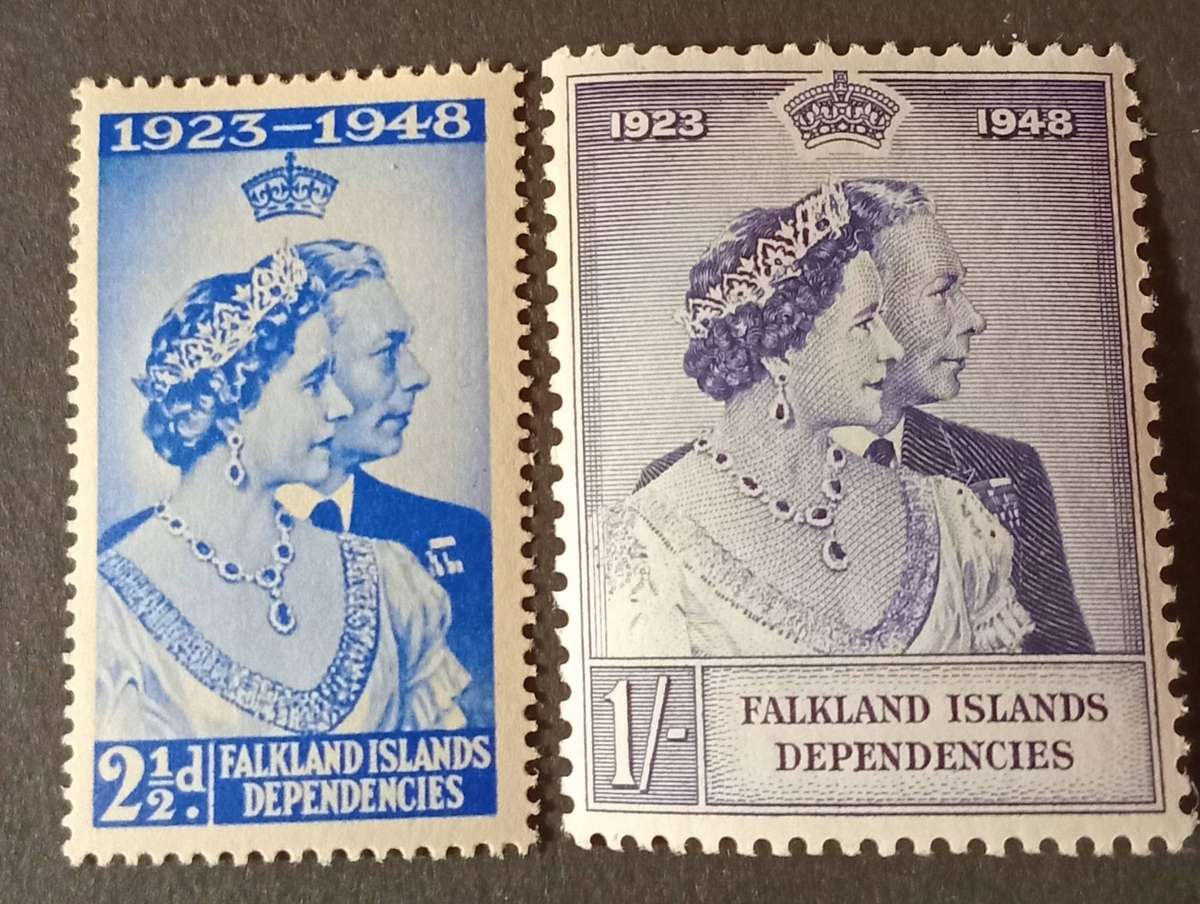FALKLAND ISLAND 1948 Royal Silver Wedding set SG 166-67 CV R1800