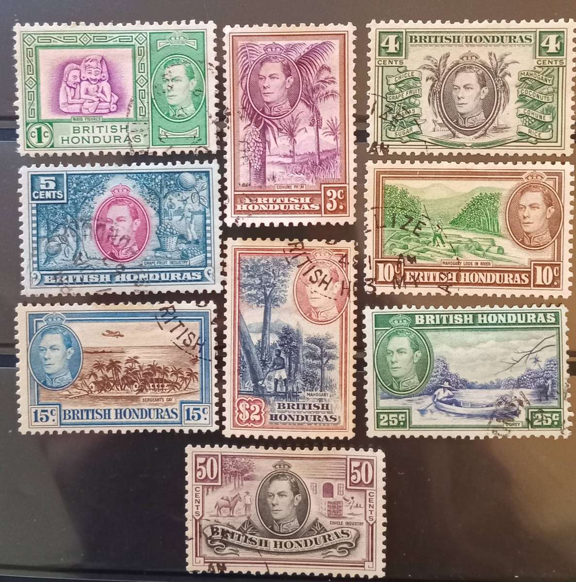BRITISH HONDURAS KGV1 PICTORIAL VALUABLE SHORT SET OF 9 incl $2