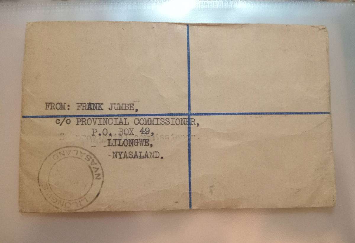 SOUTHERN RHODESIA REGISTERED AIRMAIL 1954, LILONGWE TO JHB(FROM THE PROVINCIAL COMMISSIONER)