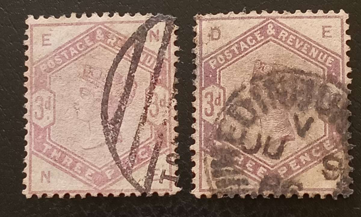 GB 1883 2 x 3d Lilac/Shades SG191 Used CV £100+