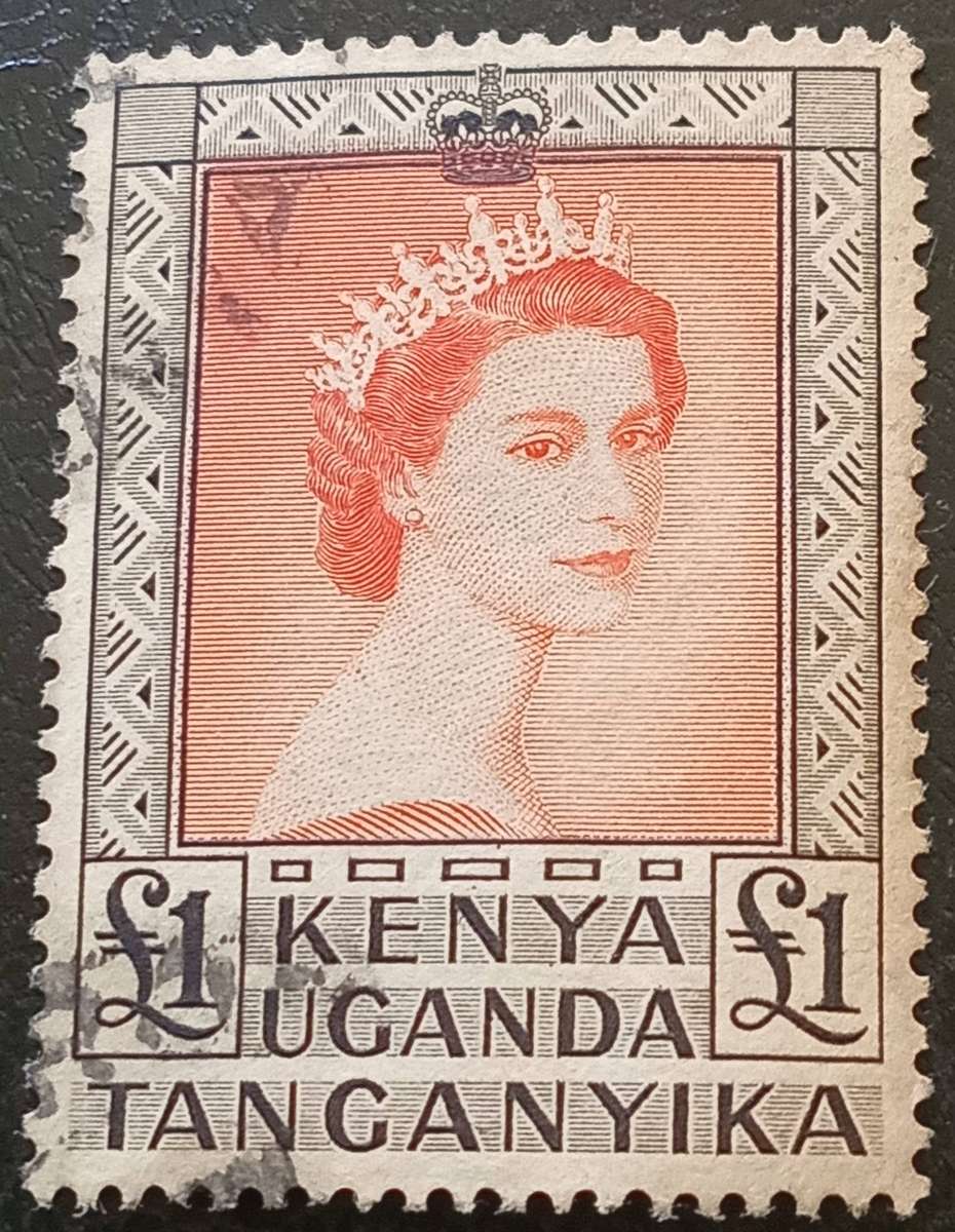KUT 1956 £1 Venetian-Red & Black SG180a FU