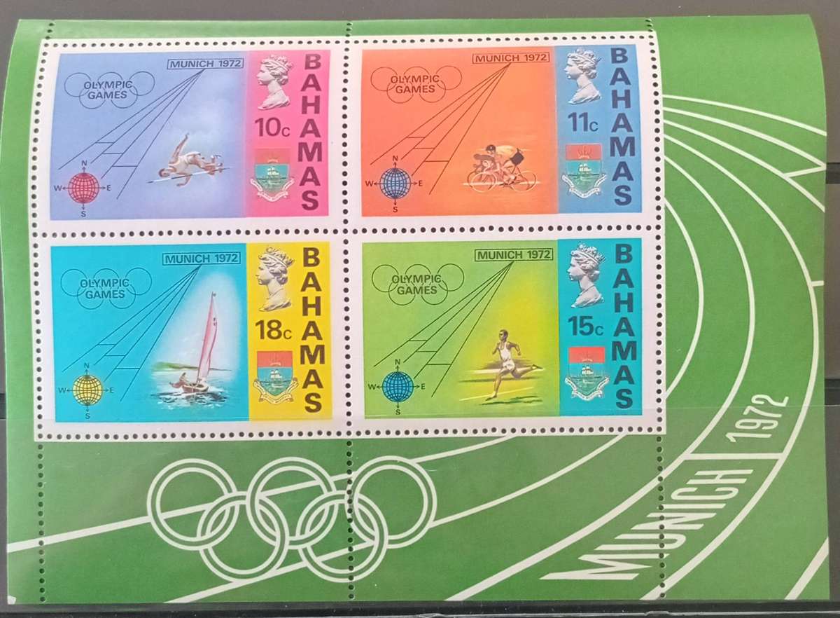 Mint Bahamas 1972 Olympic Games, Munich Miniature Sheet SG MS 386 Fine Mint