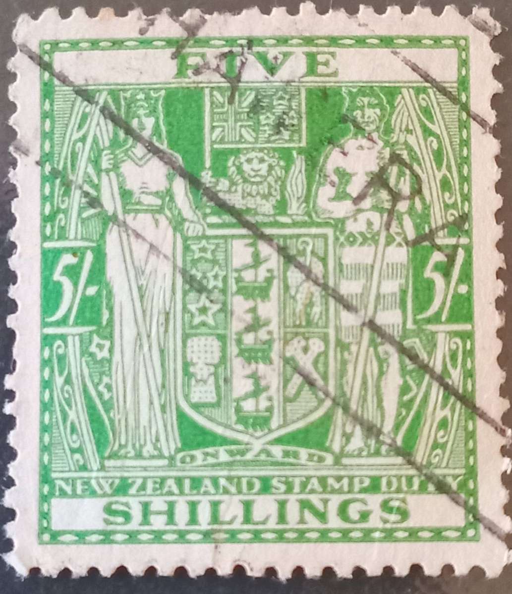 New Zealand, Scott #AR50, 5sh Coat of Arms, Used