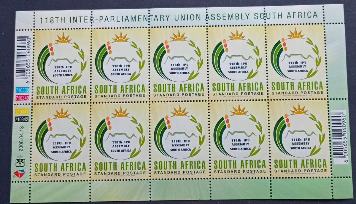 RSA 2008 118th IPU ASSEMBLY SA BLOCK OF 10