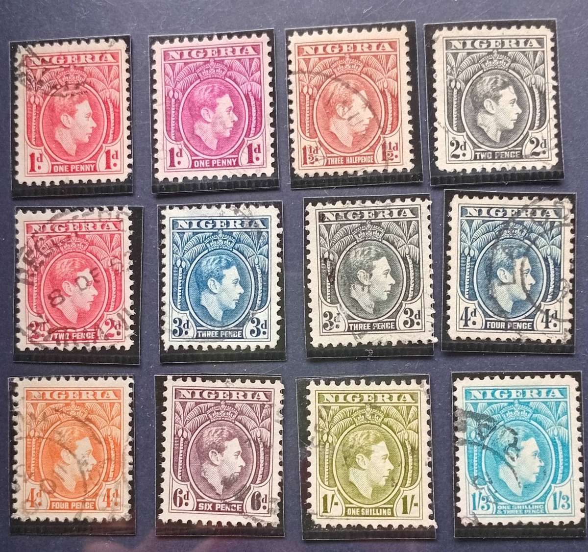 NIGERIA 1938-51 part set of 12 up to 1/3s KGVI Definitives
