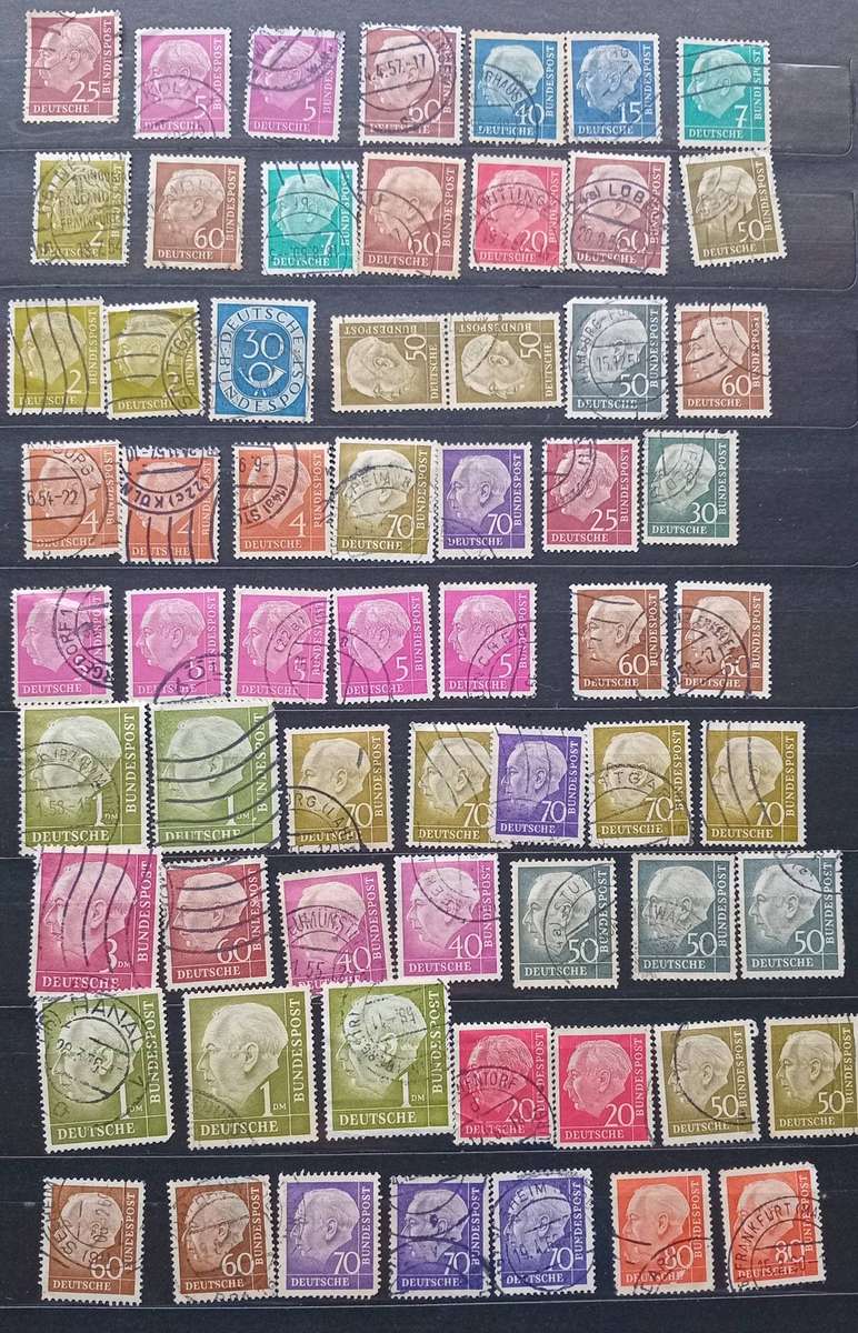 Germany (1954) Large Lot of 63 used stamps(shades) VFU