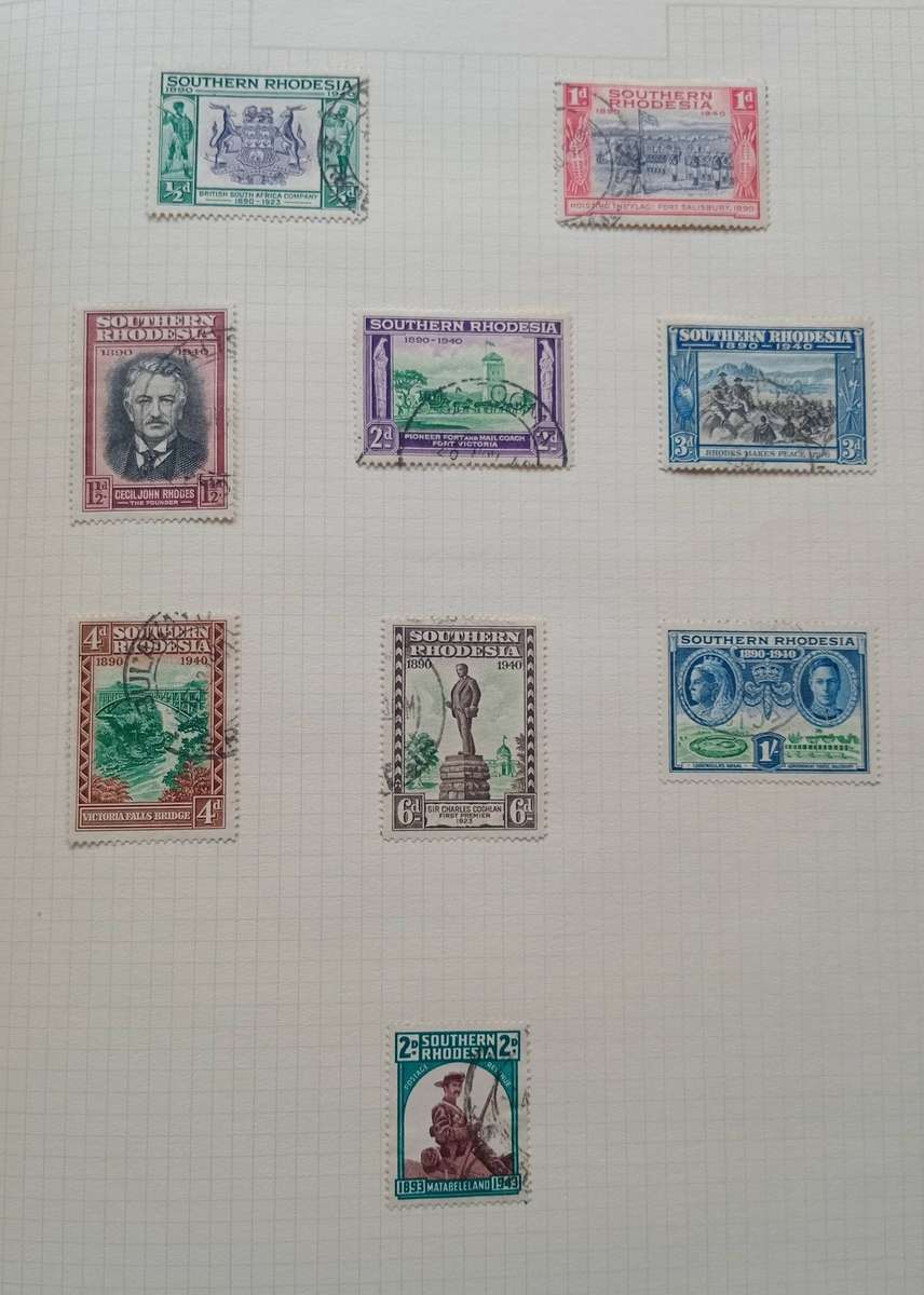 RHODESIA 21 PAGE ALBUM FROM 1952 & UP. NOT ALL PAGES SHOWN. LOVELY COLLECTION