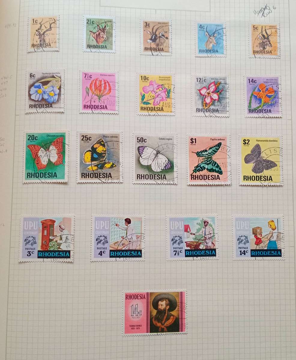 RHODESIA 21 PAGE ALBUM FROM 1952 & UP. NOT ALL PAGES SHOWN. LOVELY COLLECTION