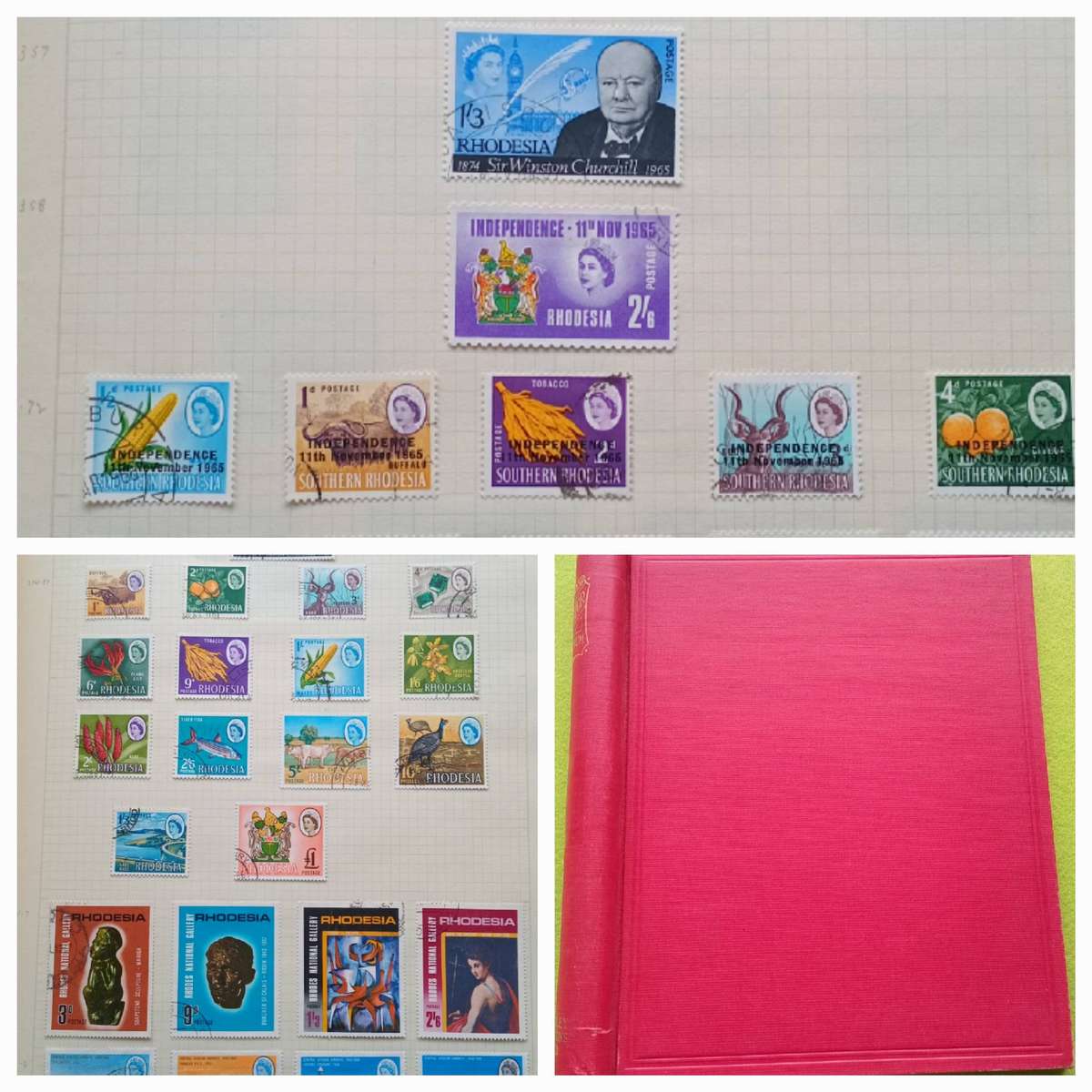 RHODESIA 21 PAGE ALBUM FROM 1952 & UP. NOT ALL PAGES SHOWN. LOVELY COLLECTION