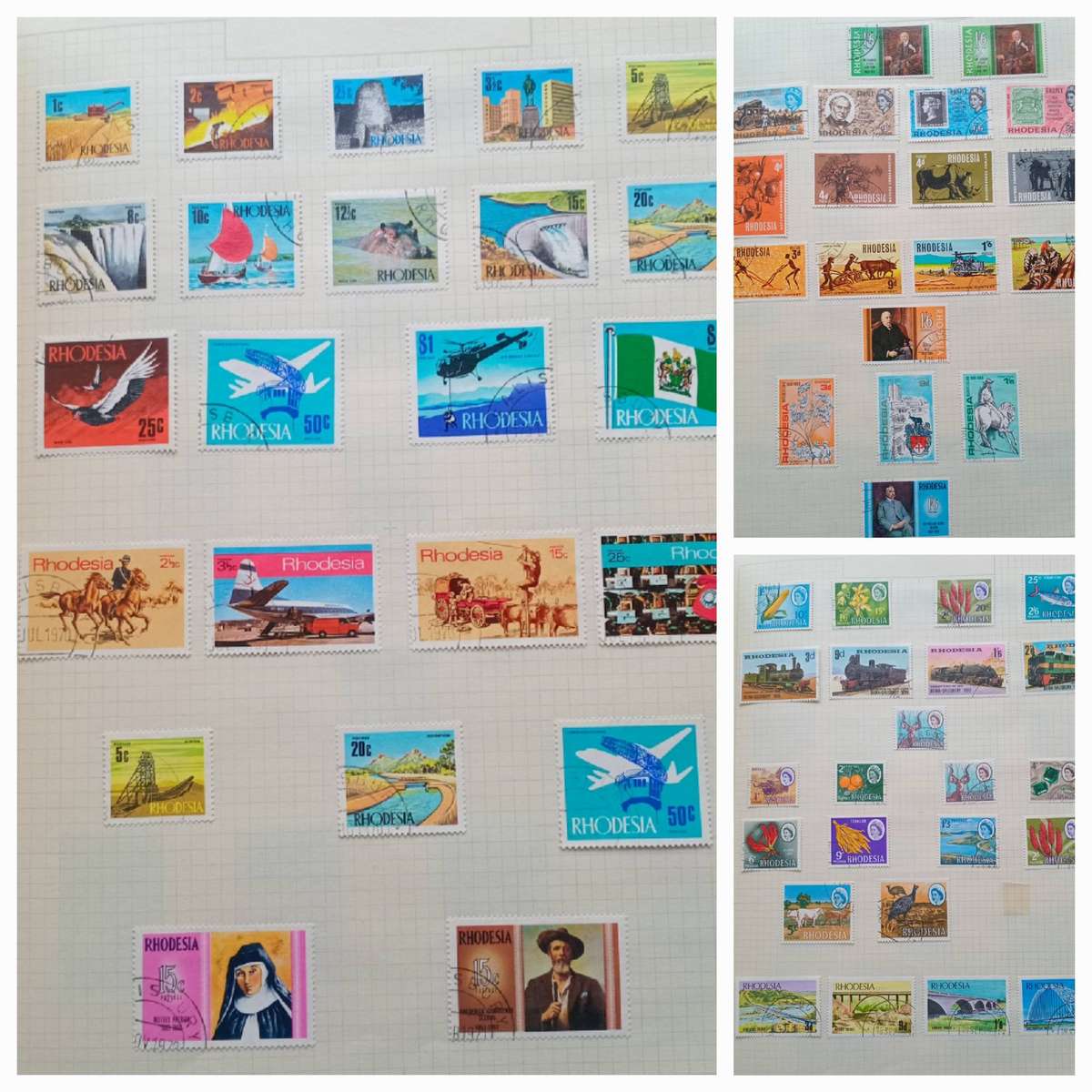 RHODESIA 21 PAGE ALBUM FROM 1952 & UP. NOT ALL PAGES SHOWN. LOVELY COLLECTION