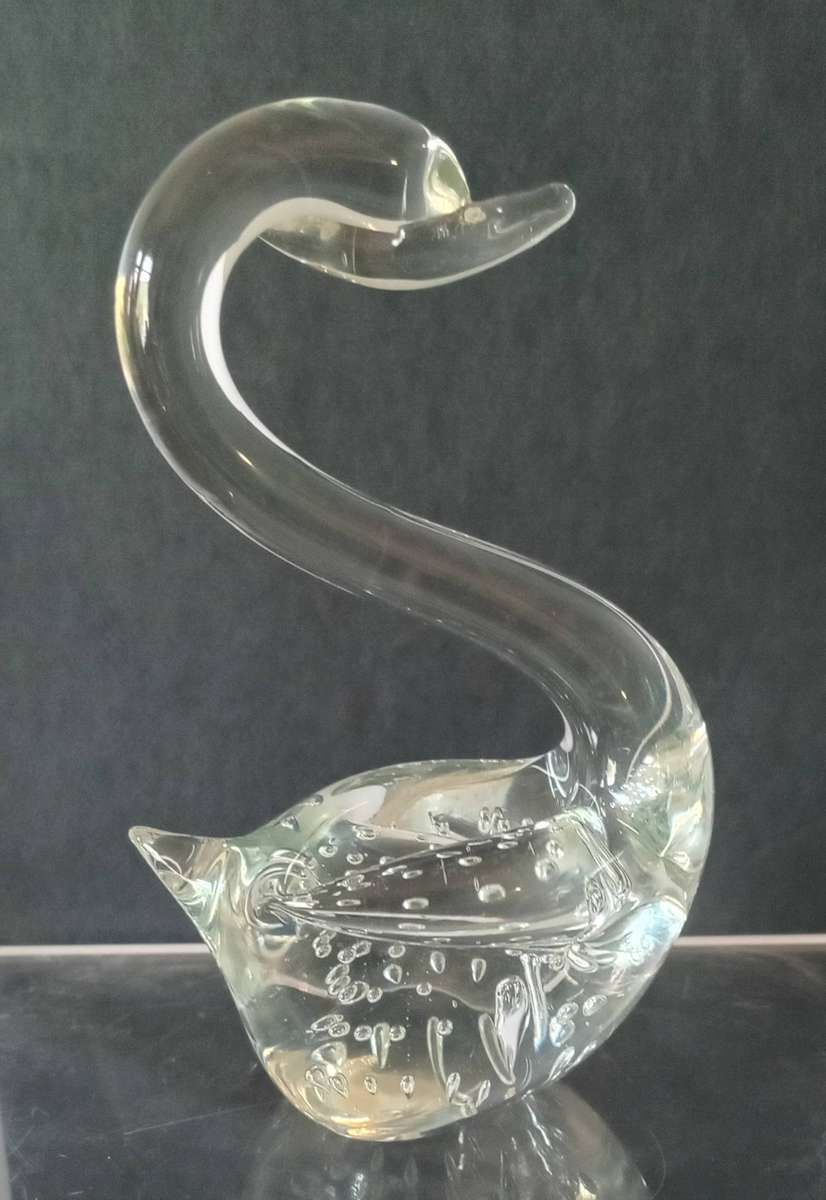 Murano Swan with Bullicante Bubbles 11cm H