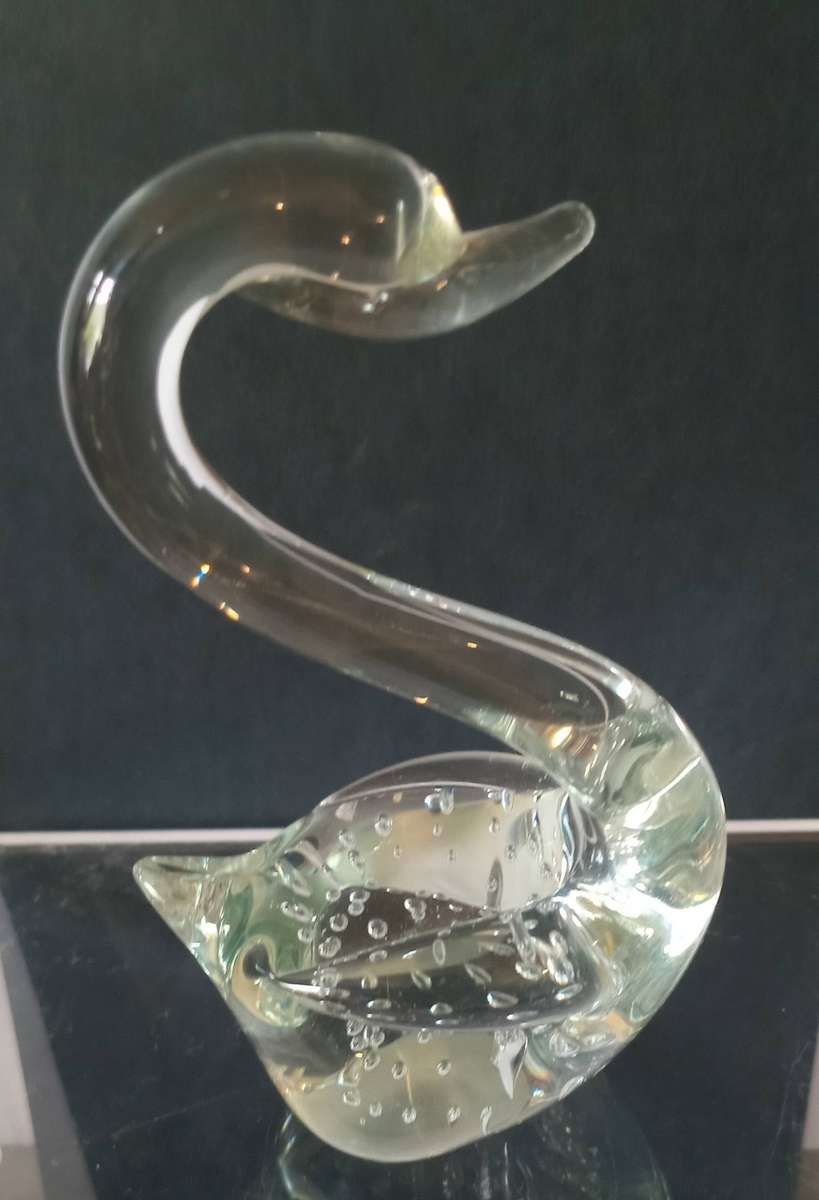Murano Swan with Bullicante Bubbles 11cm H