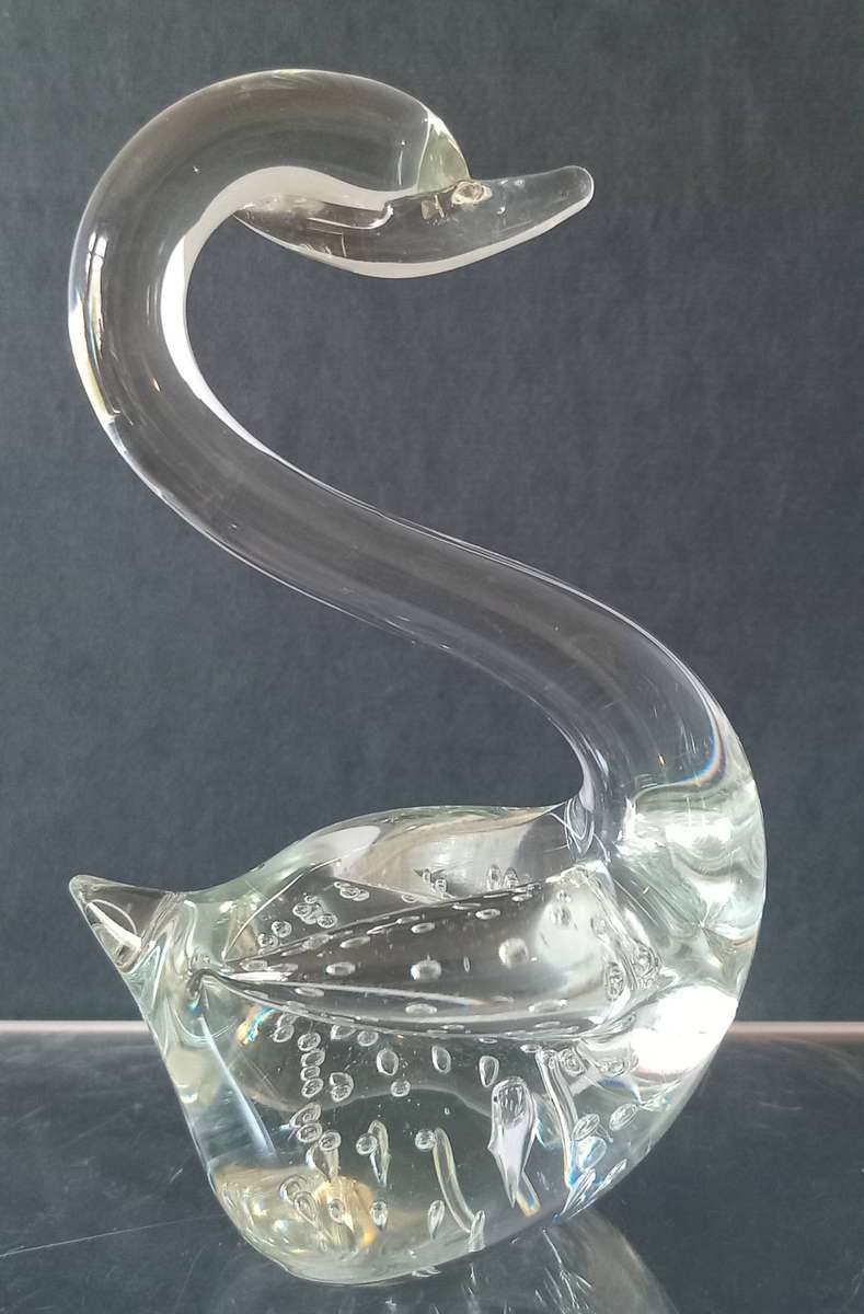 Murano Swan with Bullicante Bubbles 11cm H