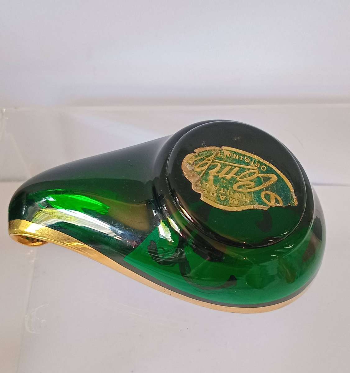 Stunning Italian Richly Gilded Green Glass handpainted and Gilded Trinket Bowl