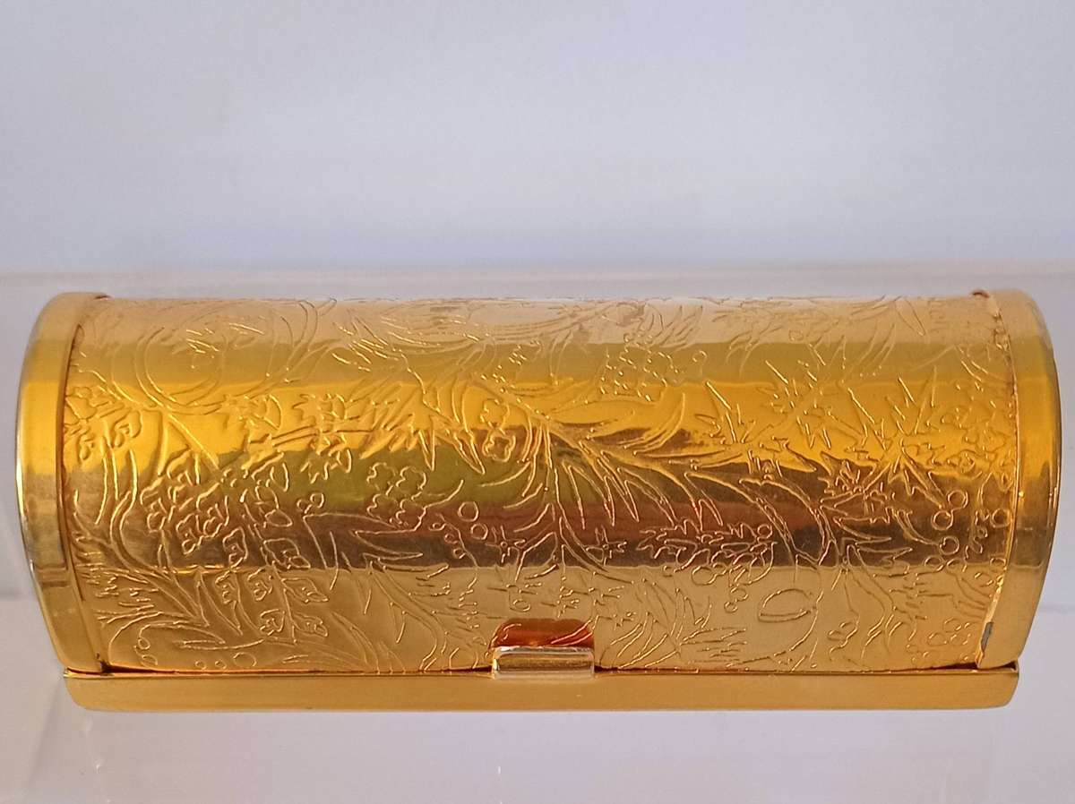 Stylish Vintage Gold Toned Engraved Lipstick holder with Mirror