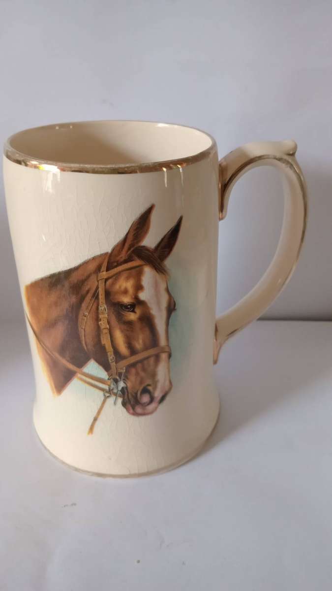 SADLER STAFFORDSHIRE ENGLAND BEAUTIFUL LARGE PORCELAIN BEER JUG