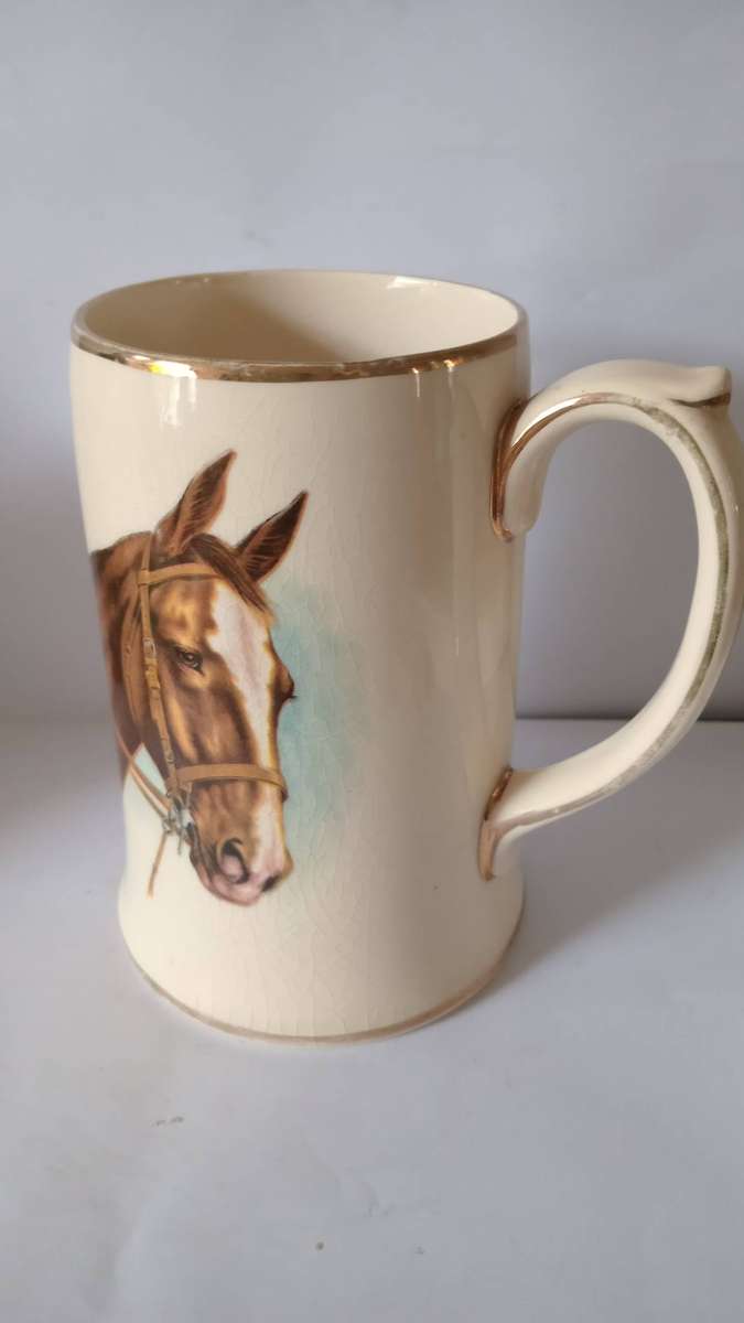 SADLER STAFFORDSHIRE ENGLAND BEAUTIFUL LARGE PORCELAIN BEER JUG