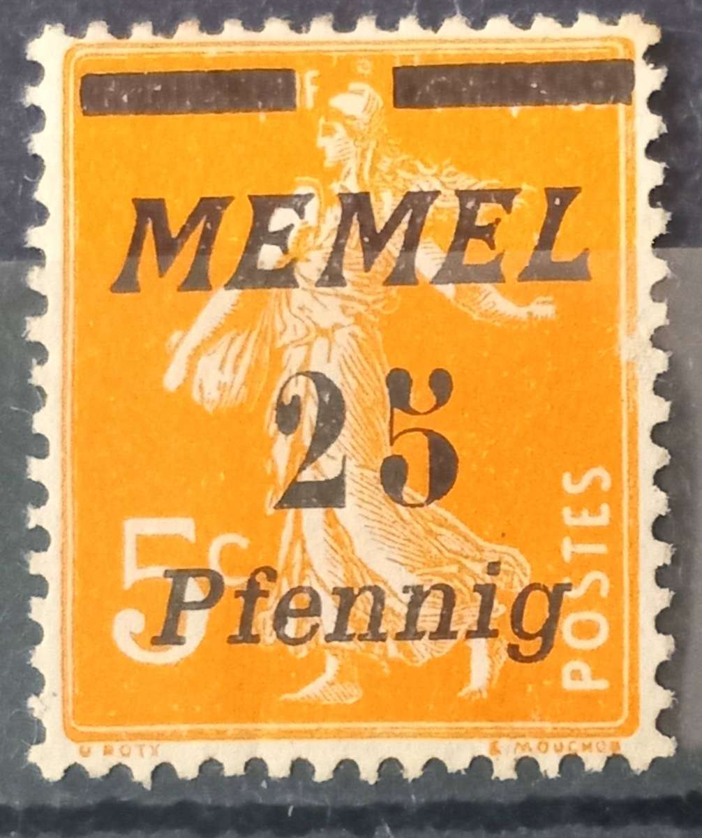 WW1 MEMEL E PRUSSIA (NOW KLAIPEDA LITHUANIA) FRENCH 5c STAMP(S) w 25PF SURCHARGE