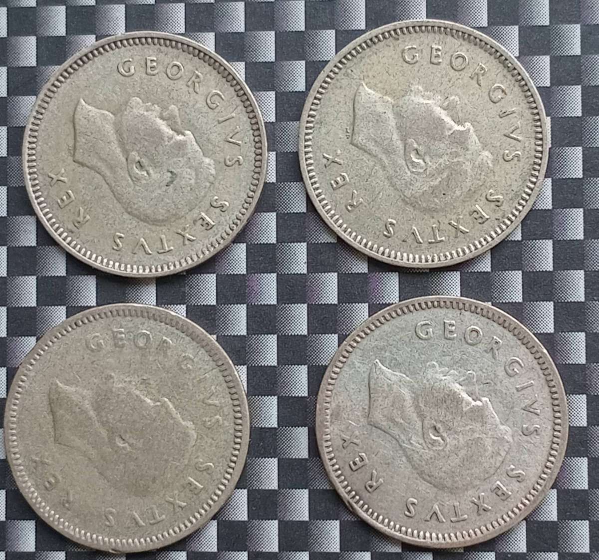 Union of SA 1950's 3 Pence Coin's x 4(1x1951&3×1952), each x 80% silver