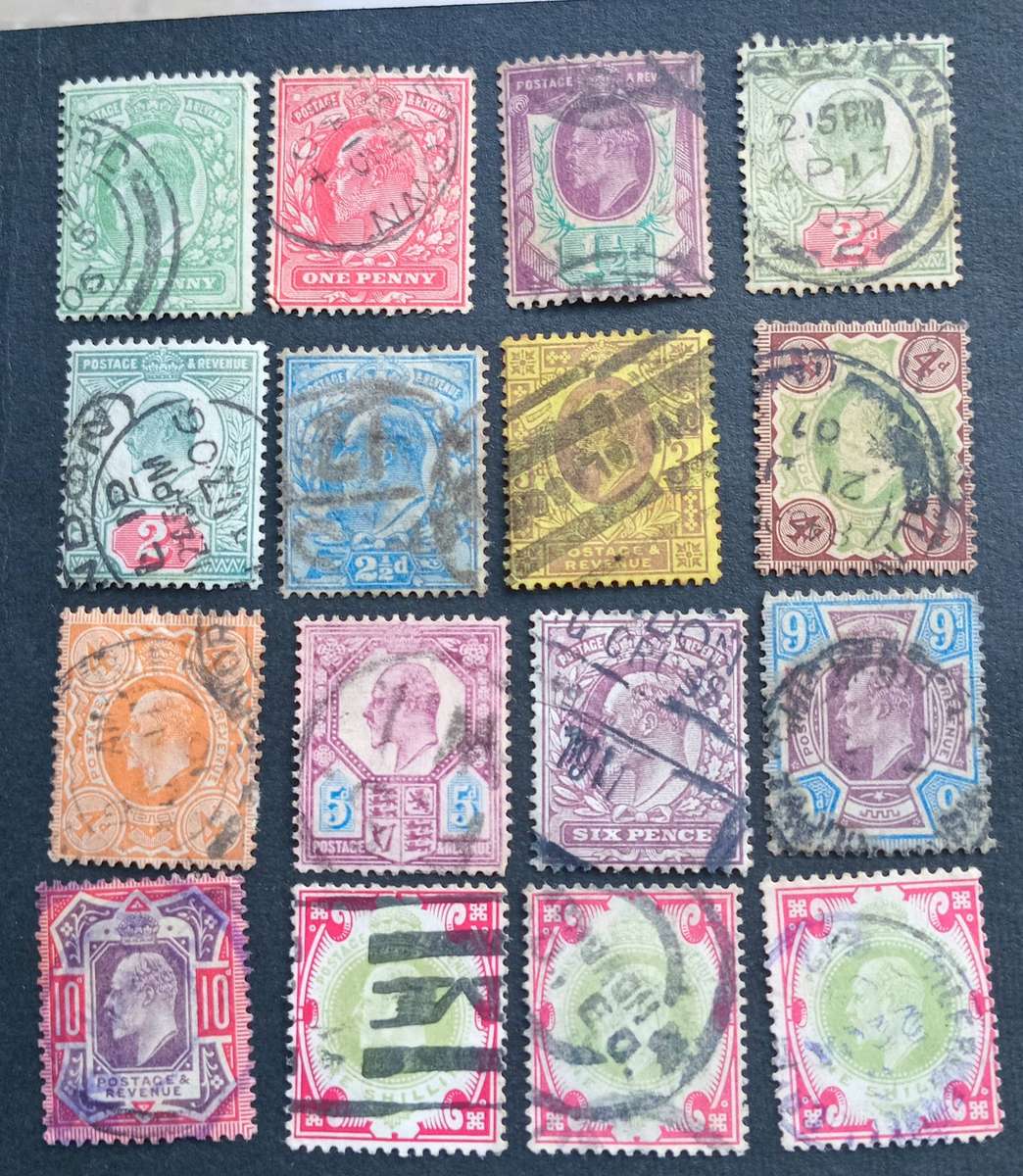 GREAT BRITAIN KEVII 1901, VALUABLE SET OF 16 Incl 3 x 1 Shillings CV R3000