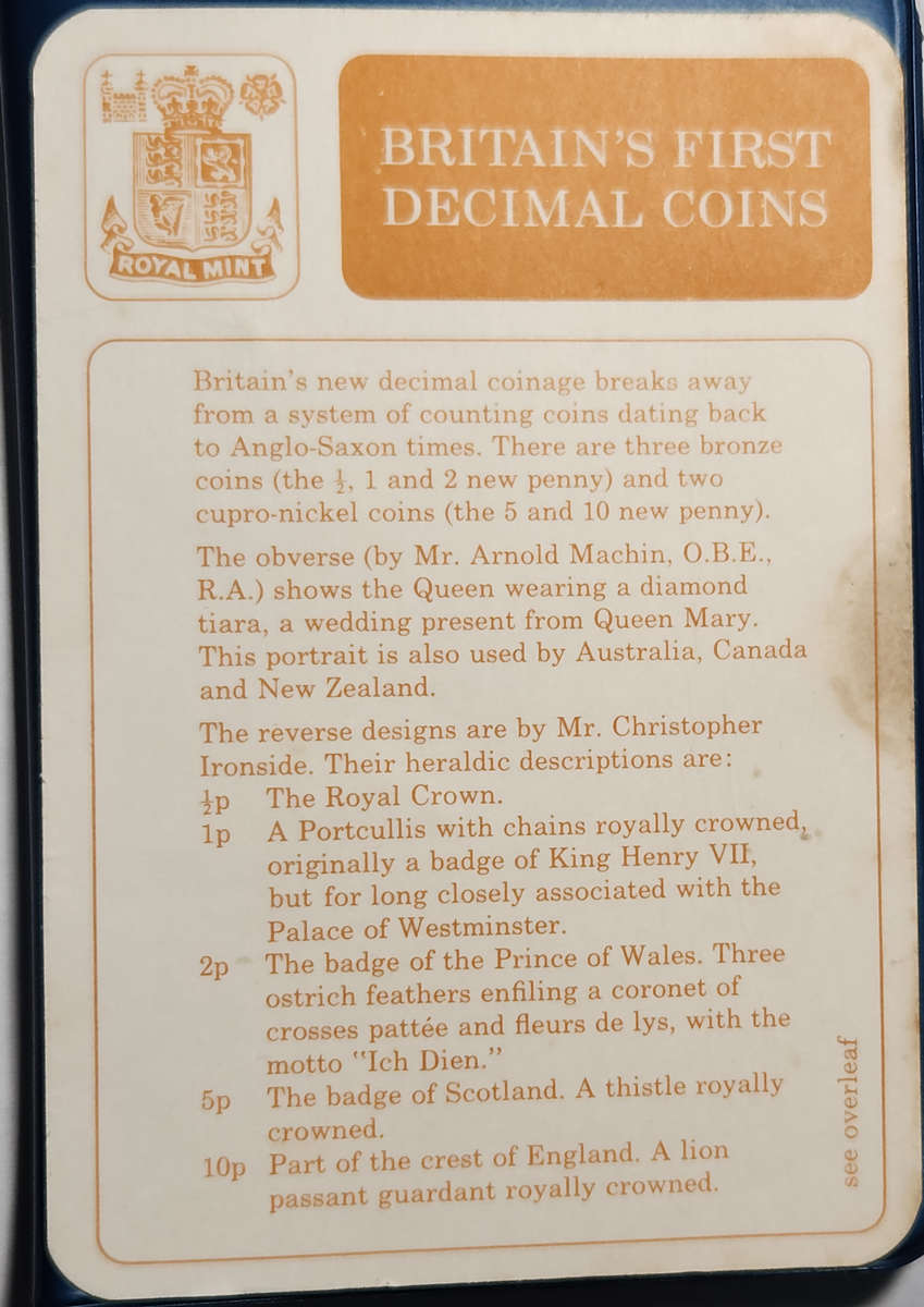 1971 BRITAIN'S FIRST DECIMAL COINS in Folder - Brilliant UNC/PL