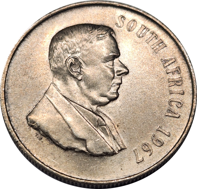 1 (ONE) Rand - 1967 - Dr. Verwoerd - Silver 0.800