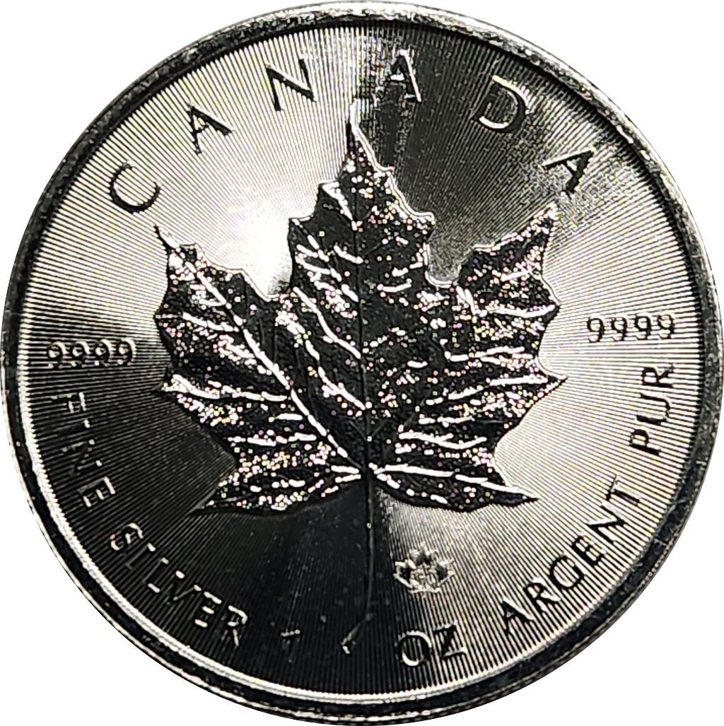 Canadian MAPLE - 5(FIVE) DOLLARS - 2014 - 1 oz .999 fine silver - Inside Capsule